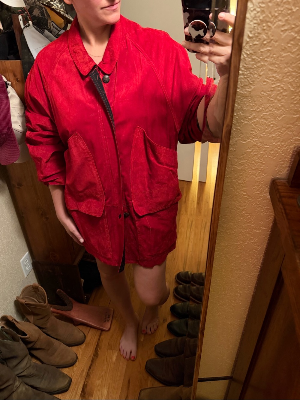 Barneys New York Red Suede Women's Jacket